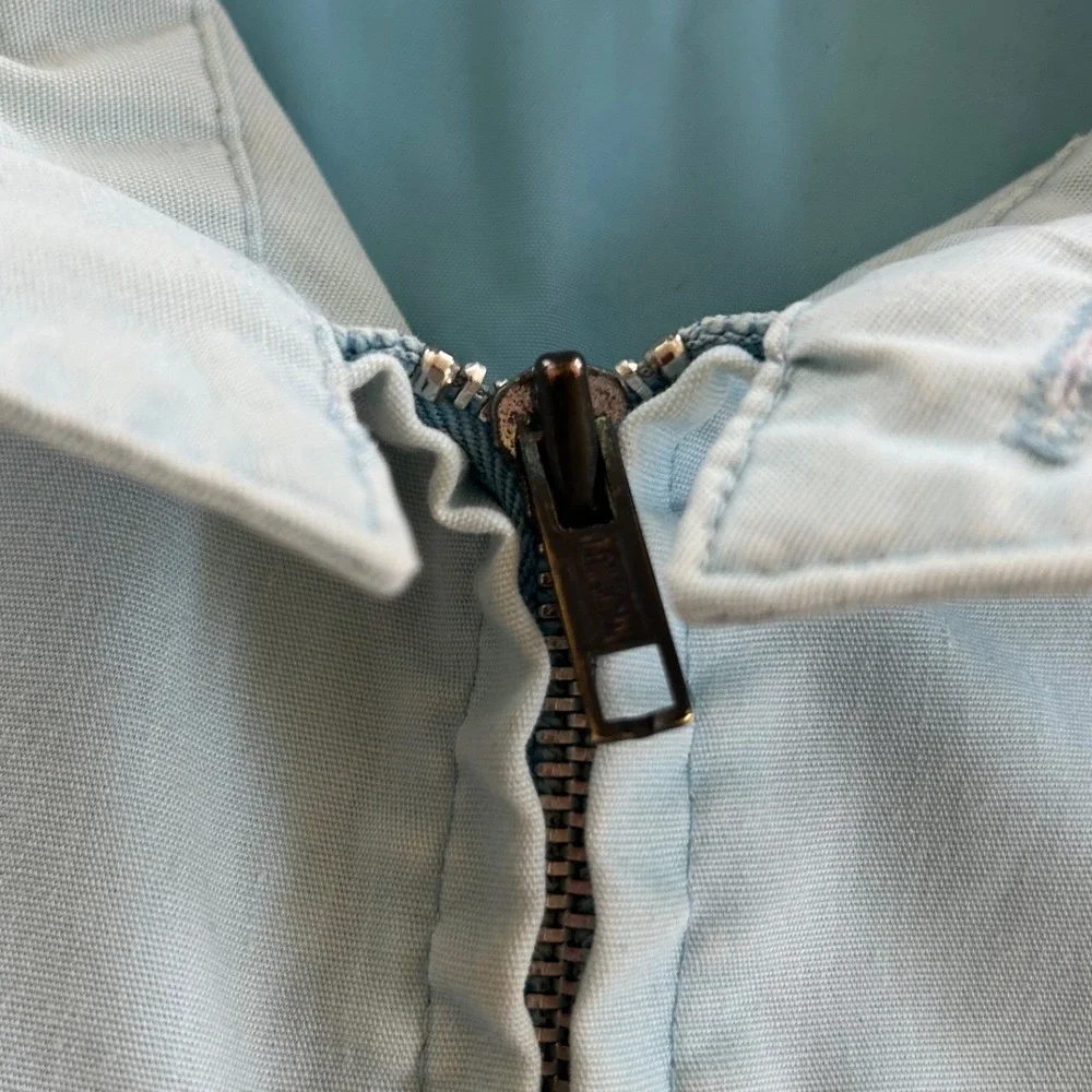 Vintage 60's Sears Light Blue Harrington Jacket Talon Zip Mens Large